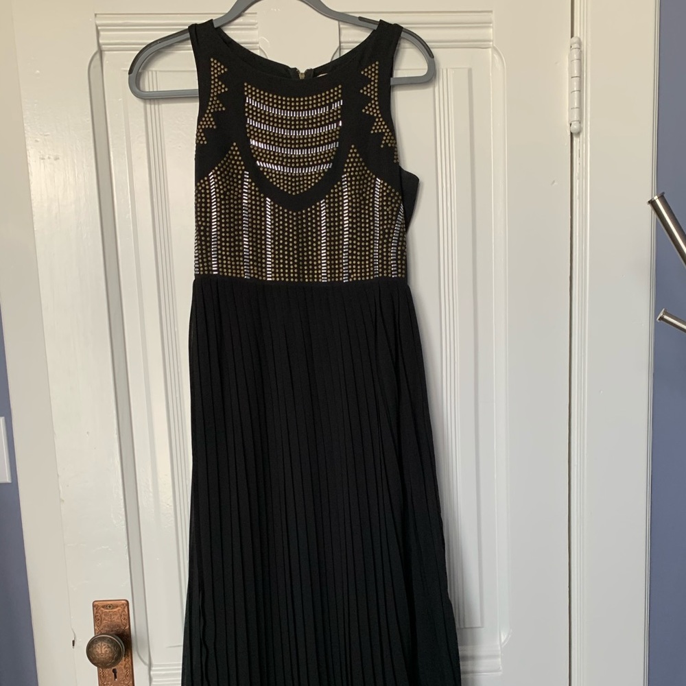Sabine black maxi dress with gold studs